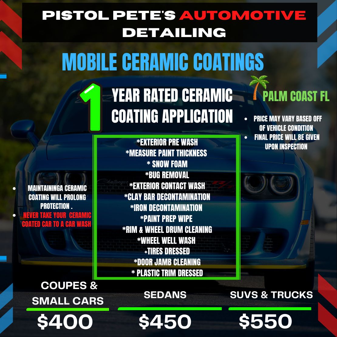 Ceramic Coating Stage 1 by Pistol Pete's Mobile Detailing Palm Coast FL
